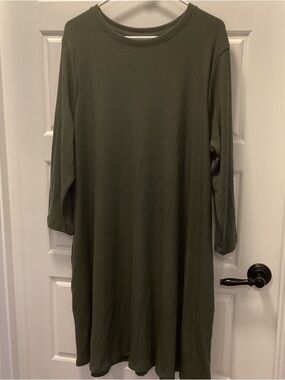 Time and Tru Olive Green Long Sleeve Ribbed Dress